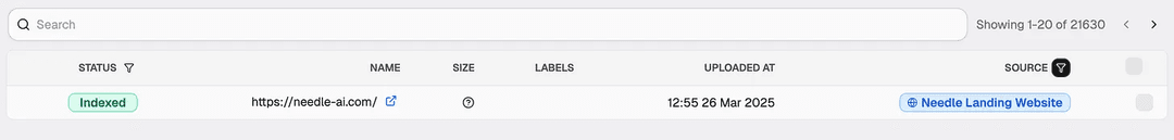 Files indexed in Needle Collection