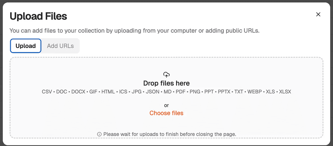 Upload files to Needle Collection